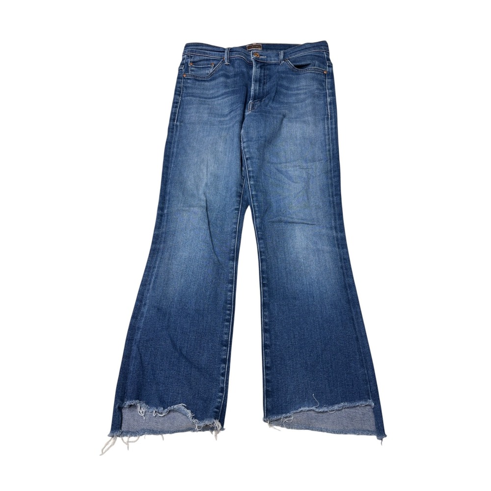 Mother The Insider Crop Step Fray Jeans Home Movies Wash Blue Womens Size 30X26